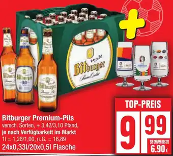 Edeka Bitburger Premium-Pils 24x0,33/20x0,5 L Flasche Angebot