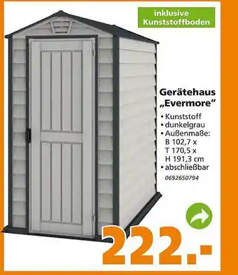 Globus Baumarkt Gerätehaus ,,Evermore" Angebot