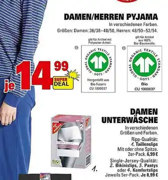 Marktkauf Damen Unterwäsche Oder Damen Oder Herren Pyjama Angebot