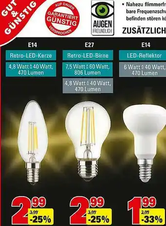 Marktkauf Gut & Günstig Retro-led-kerze, Retro-led-birne Oder Led-reflektor Angebot