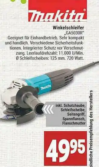 Marktkauf Makitta Winkelschleifer „ga5030r” Angebot