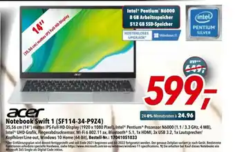 dodenhof Acer Notebook Swift 1 Sf114-34-p9z4 Angebot