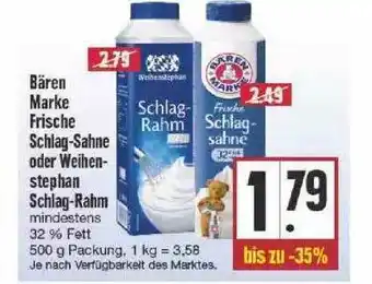 Edeka Bären Marke Frische Schlag-sahne Oder Weihen- Stephan Schlag-rahm Angebot