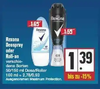 Edeka Rexona Deospray Oder Roll-on Angebot