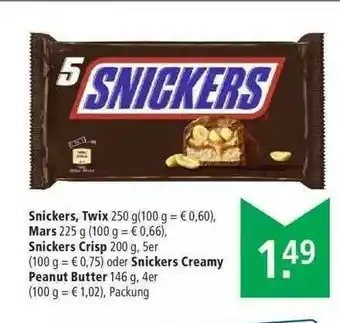 Marktkauf Snickers, Twix, Mars, Snickers Crisp Oder Snickers Creamy Peanut Butter Angebot