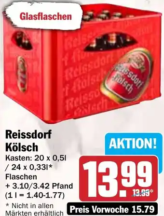 Hit Reissdorf Kölsch 20x0,5/24x0,33 L Flaschen Angebot