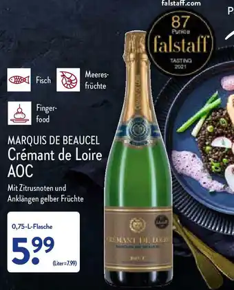 Aldi Nord Marquis De Beaucel Cremant de Loire AOC 750ml Angebot