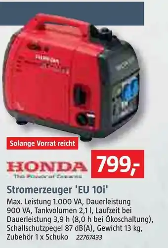 Bauhaus Honda stromerzeuger 'eu 10i' Angebot