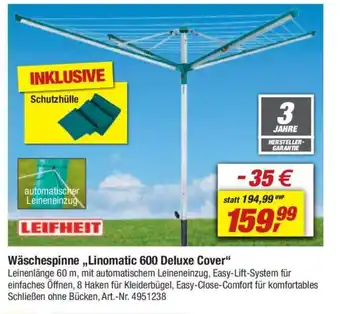 toom Baumarkt LEIFHEIT Wäschespinne,,Linomatic 600 Deluxe Cover" Angebot