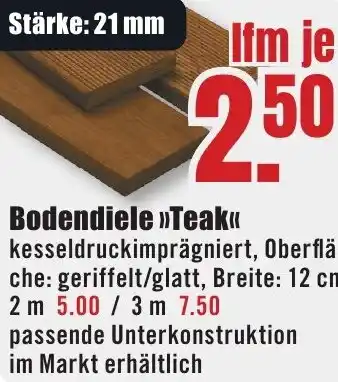 B1 Discount Baumarkt Bodendiele Teak Angebot