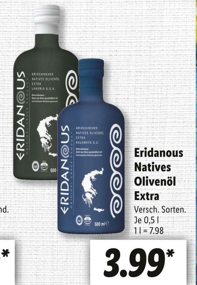 Eridanous natives olivenöl extra Angebot bei Lidl