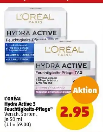 PENNY L'ORÉAL Hydra Active 3 Feuchtigkeits-Pflege 50 ml Angebot