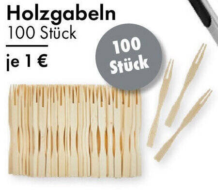 Holzgabeln 100 Stück Angebot bei TEDi