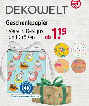 Rossmann DEKOWELT Geschenkpapier Angebot