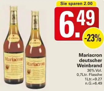 WEZ Mariacron deutscher Weinbrand 0,75Ltr. Flasche Angebot