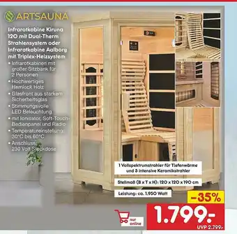 Netto Marken-Discount Artsauna Infrafotkabine Kiruna 120 Mit Dual-therm Strahlensystem Oder Infrarotkabine Aalborg Mit Triplex-heizsystem Angebot