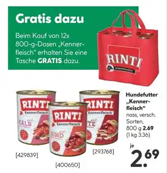 BayWa RINTI Hundefutter ,,Kennerfleisch" nass, 800g Angebot