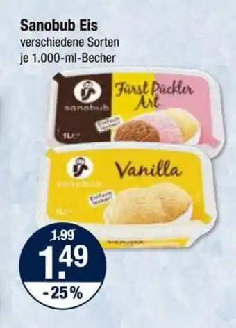 V Markt Sanobub Eis 1.000-ml-Becher Angebot