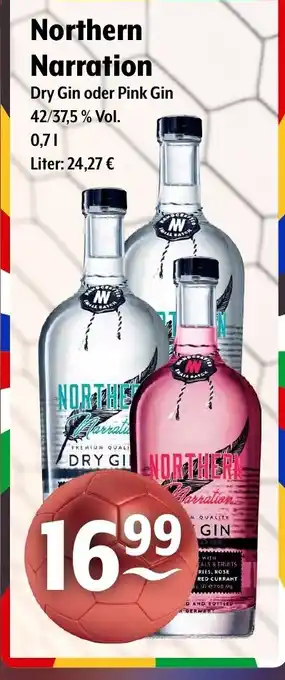 Trink und Spare Northern Narration Dry Gin oder Pink Gin 42/37,5 % Vol. 0,7L Angebot