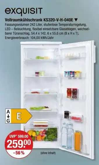 V Markt exquisit Vollraumkühlschrank KS320-V-H-040E Angebot