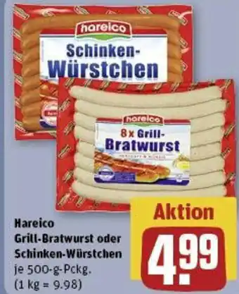 REWE Hareico Grill-Bratwurst oder Schinken-Würstchen 500-g-Pckg. Angebot