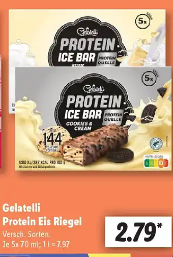 Lidl Gelatelli Protein Eis Riegel 5 x 70 ml Angebot