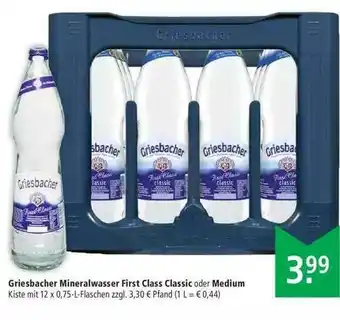 Marktkauf Griesbacher Mineralwasser First Class Classic Oder Medium Angebot