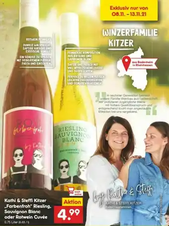 Netto Marken-Discount Kathi & Steffi Kitzer „farbenfroh” Riesling Sauvignon Blanc Oder Rotwein Cuvée Angebot