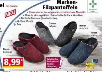 Norma Marken Filzpantoffeln Angebot