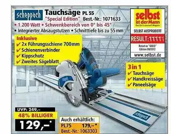 Norma24 Scheppach Tauchsäge Pl 55 Angebot