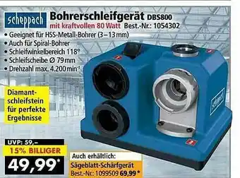 Norma24 Scheppach Bohrerschleifgerät Dbs800 Mit Kraftvollen 80 Watt Angebot