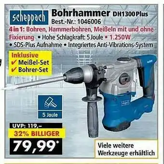 Norma24 Scheppach Bohrhammer Dh1300 Plus Angebot