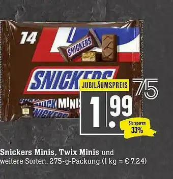 Scheck-in-Center Snickers Minis Twix Mis Angebot