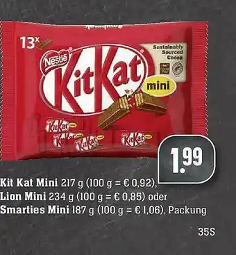 Scheck-in-Center Kit Kat Mini Lion Mini Smarties Mini Angebot