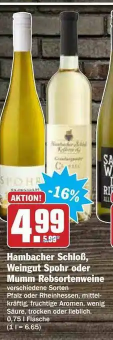 Hit Hambacher Schloß, Weingut Spohr Oder Mumm Rebsortenweine Angebot