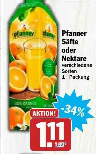 Hit Pfanner Säfte Oder Nektare Angebot