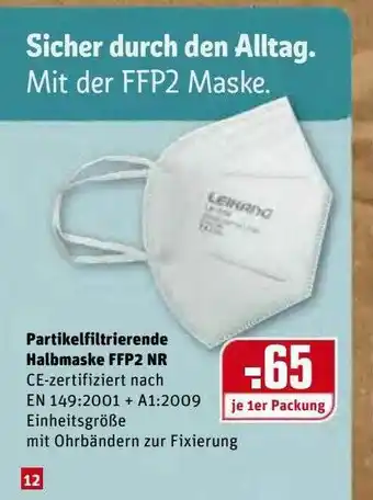 REWE Kaufpark Partikelfilterierende Halbmaske FFP2 NR Angebot