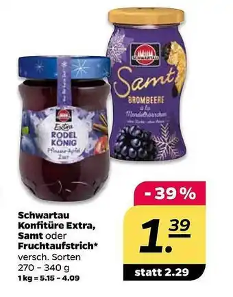 NETTO Schwartau Konfitüre Extra, Samt Oder Fruchtaufstrich Angebot