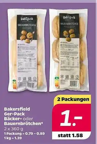 NETTO Bakersfield 6er-pack Bäcker- Oder Bauernbrötchen Angebot