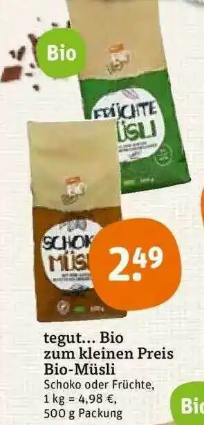 tegut Tegut Bio Zum Kleinen Preis Bio Müsli Angebot