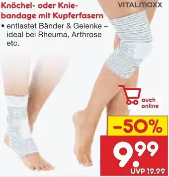 Netto Marken-Discount VITALmaxx Knöchel oder Kniebandage mit Kupferfasern Angebot