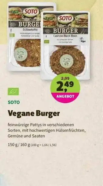 Denns BioMarkt Soto Vegane Burger Angebot