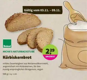 Denns BioMarkt Bioland Micha's Naturbackstube Kürbiskernbrot Angebot