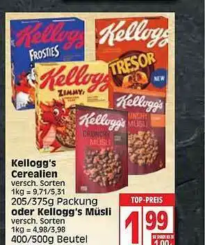 Edeka Kellogg's Cerealien Oder Müsli Angebot