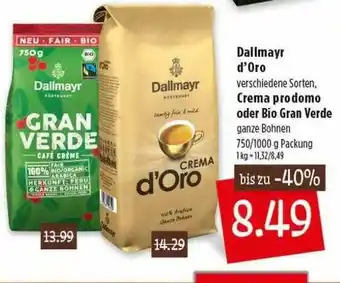 Kupsch Dallmayr D'oro, Crema Prodomo Oder Bio Gran Verde Angebot