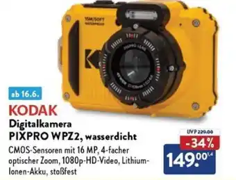 Aldi Nord KODAK Digitalkamera PIXPRO WPZ2, wasserdicht Angebot