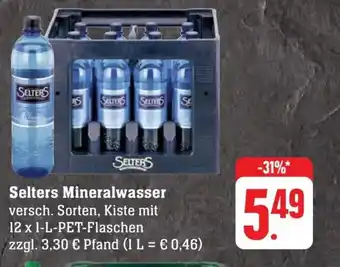 Scheck-in-Center Selters Mineralwasser versch. Sorten, Kiste mit 12 x 1-L-PET-Flaschen Angebot