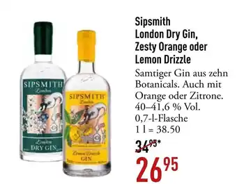 Galeria Markthalle Sipsmith London Dry Gin, Zesty Orange oder Lemon Drizzle 700ml Angebot