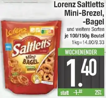 E-Center Lorenz Saltletts Mini-Brezel, Bagel 100/150 g Beutel Angebot