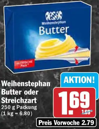 Hit Weihenstephan Butter oder Streichzart 250 g Packung Angebot